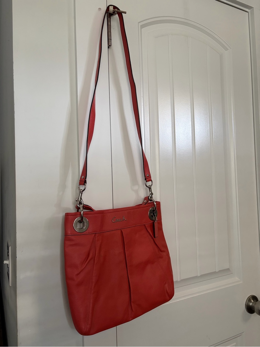 Coach Ashley Leather Hippie Bag with Orange/Red